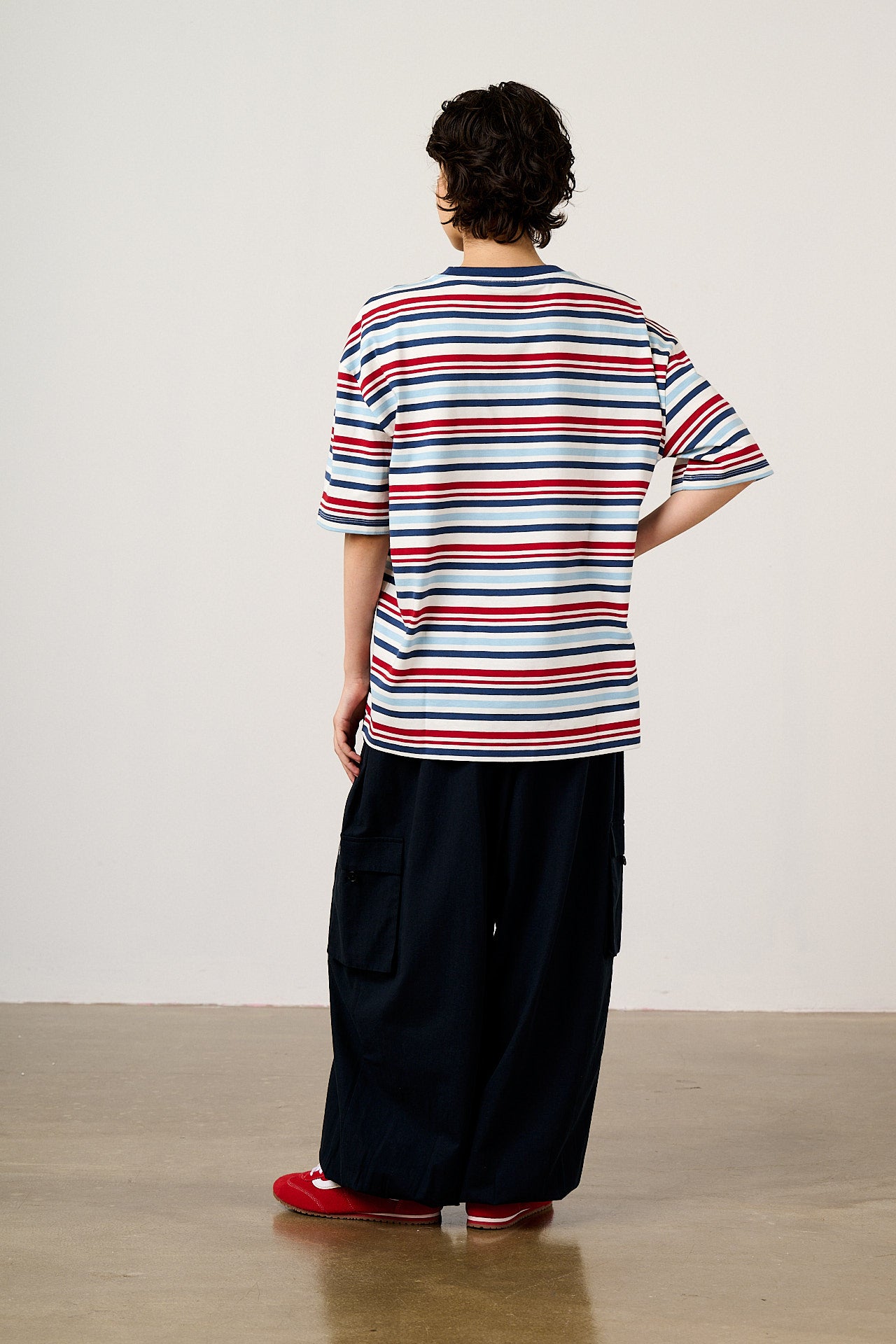 Benny - Oversized Cotton T-Shirt in Multi Blue Stripe