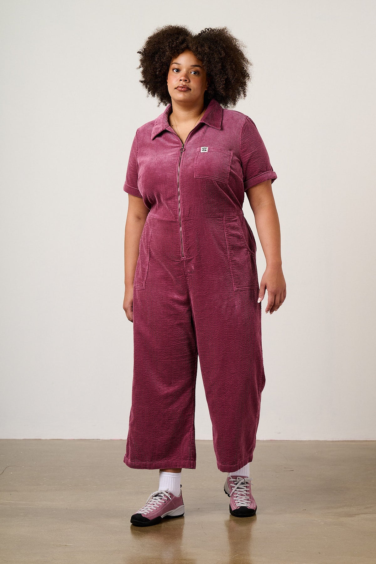 Ragan - Organic Cotton Cord Jumpsuit in Raspberry