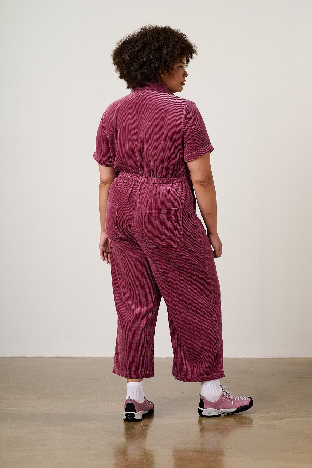 Ragan - Organic Cotton Cord Jumpsuit in Raspberry