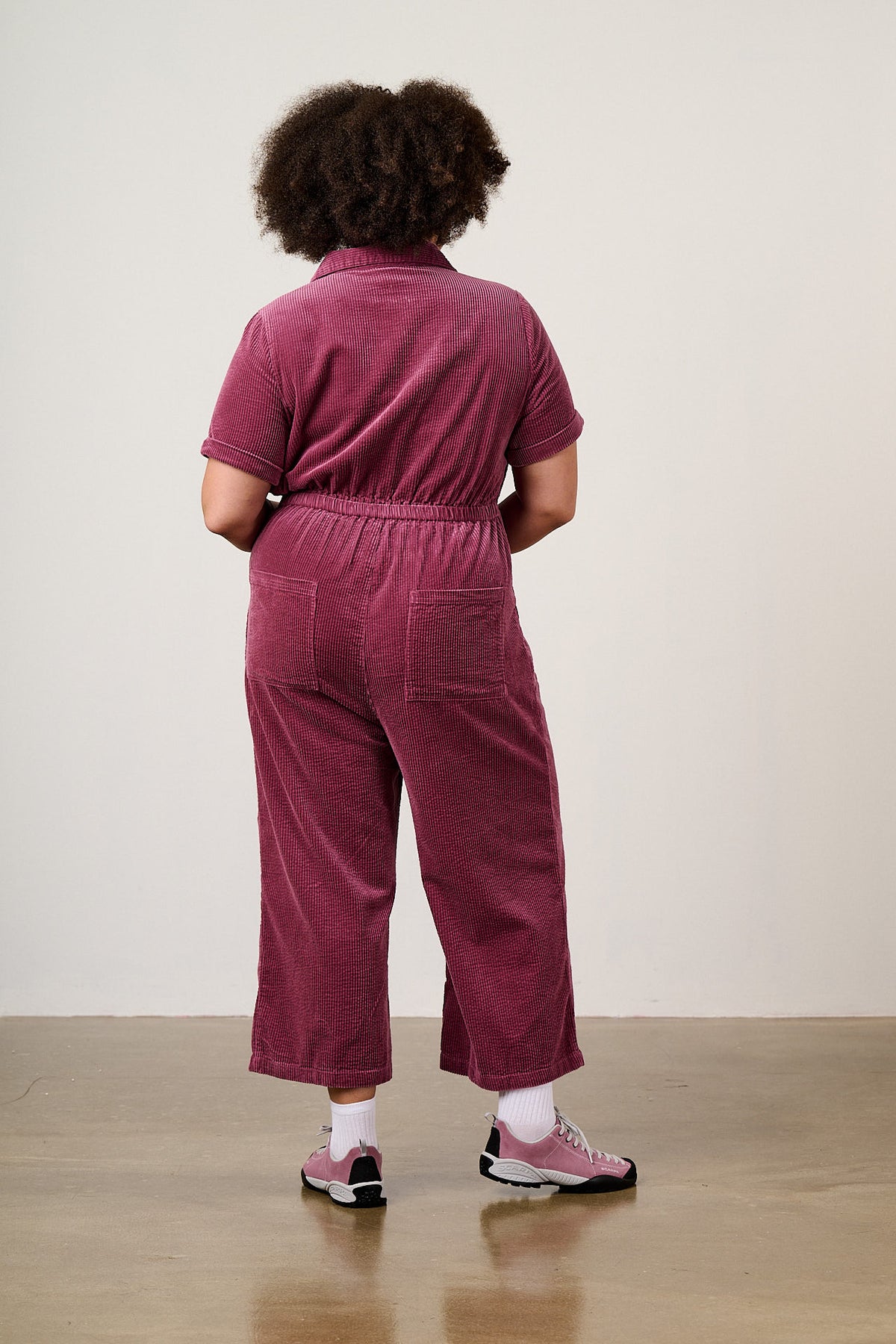 Ragan - Organic Cotton Cord Jumpsuit in Raspberry