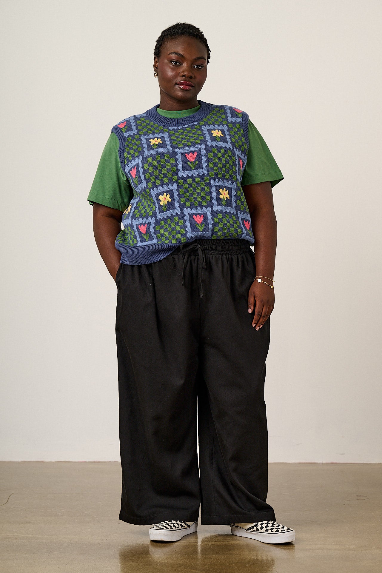 Chuck - Wide Leg Cotton Trousers in Black
