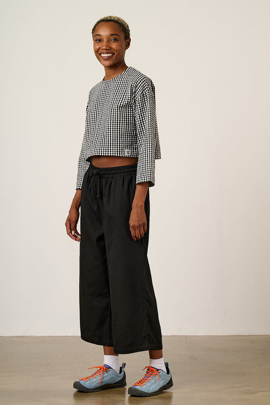 Chuck - Wide Leg Cotton Trousers in Black