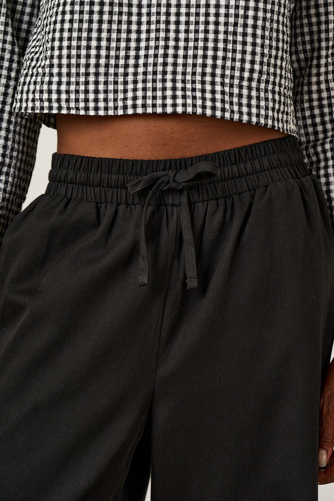 Chuck - Wide Leg Cotton Trousers in Black
