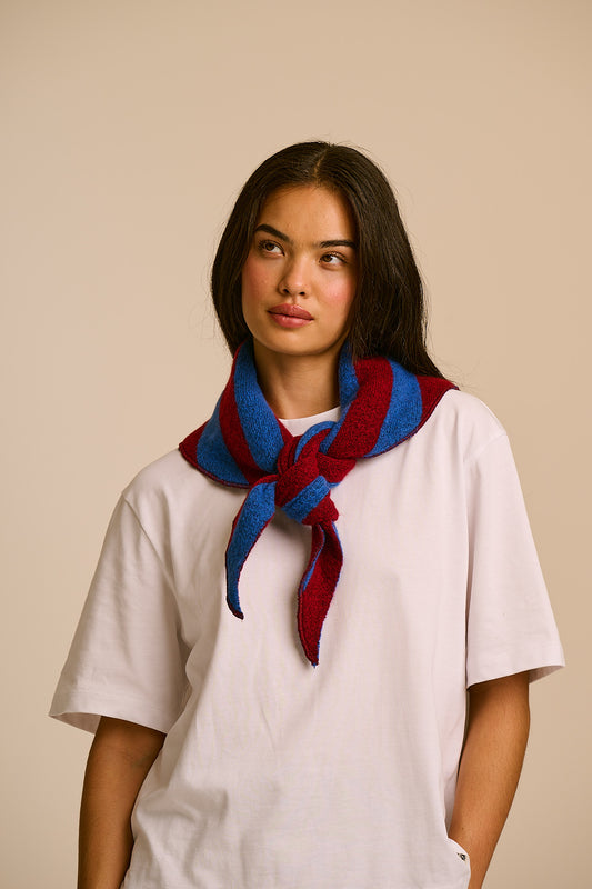 Loki -  Neck Scarf in Burgundy and Blue Stripe