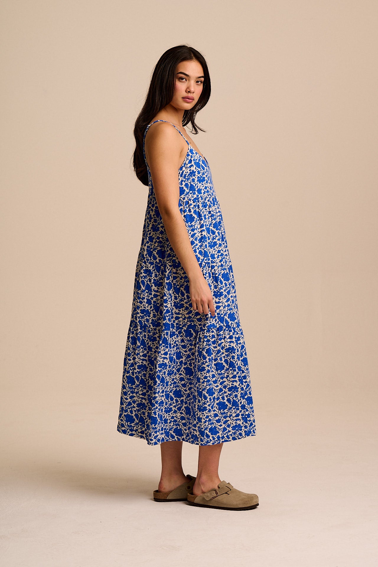 Mable - Cotton Dress in Blue Floral