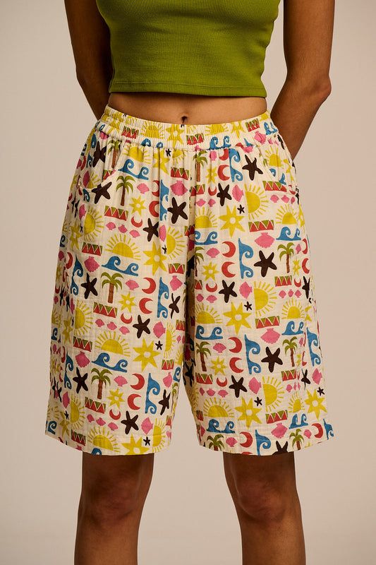 Madero - Cotton Shorts in Coastal Beach Tile