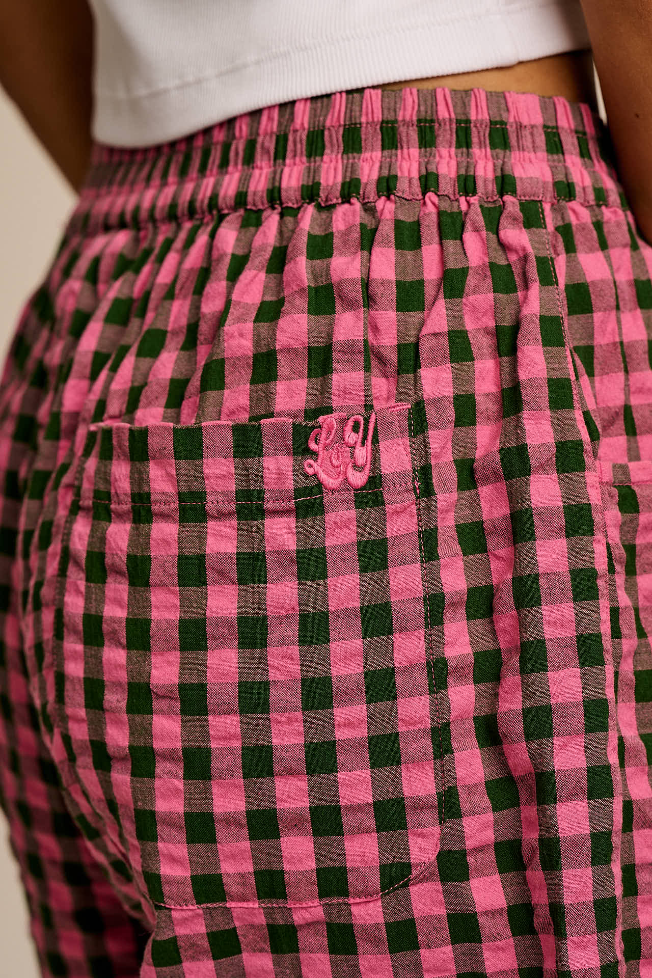 Madero - Cotton Shorts in Pink & Green Gingham