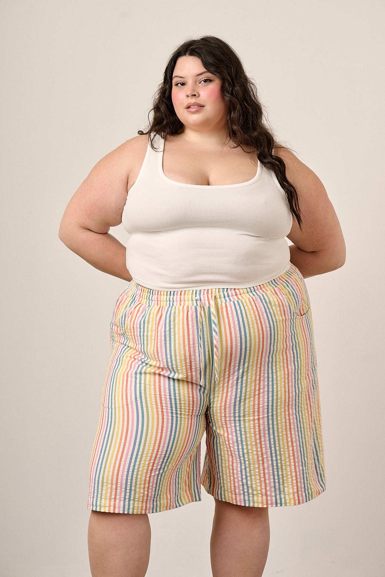 Madero - Cotton Shorts in Vintage Rainbow Stripe