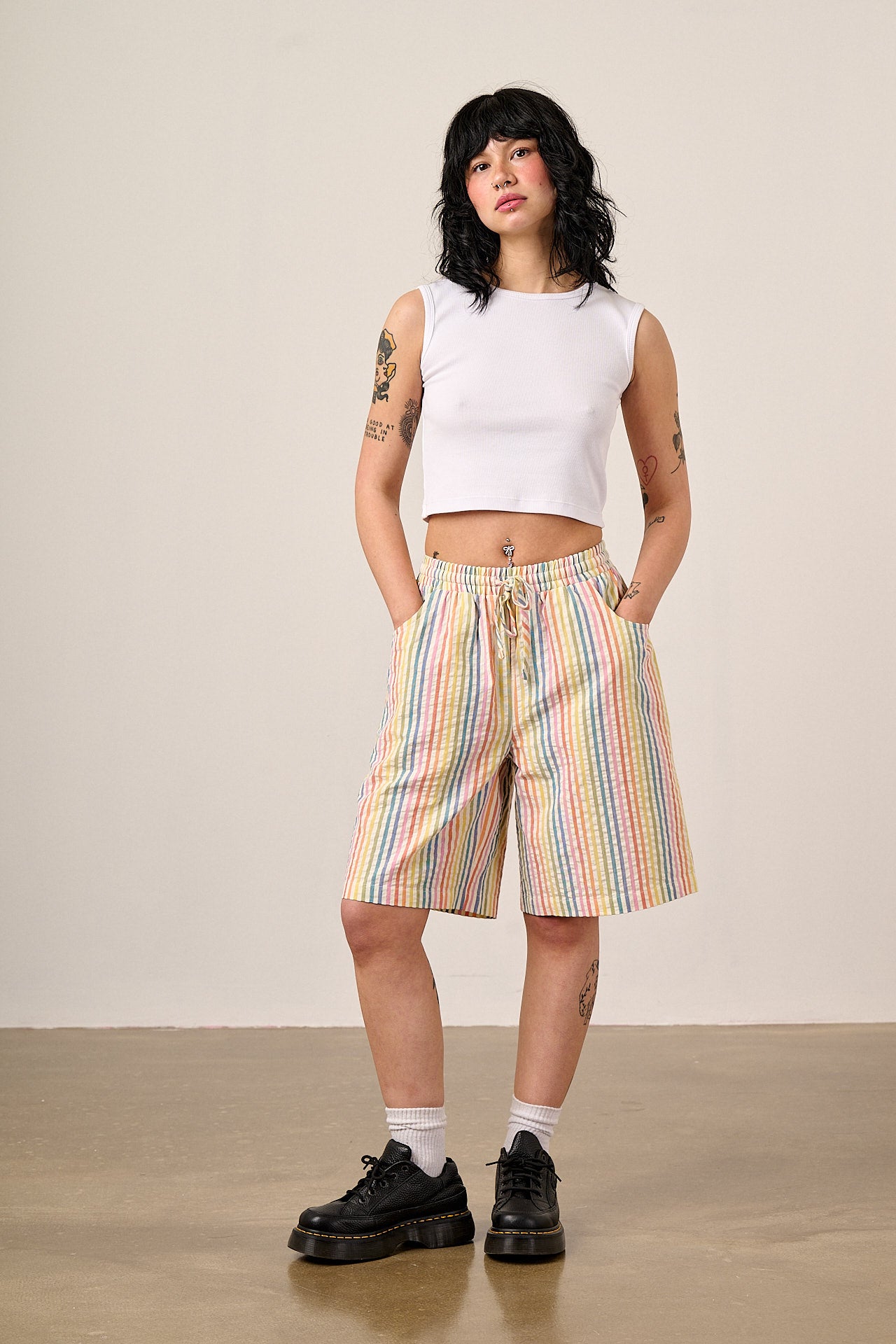 Madero - Cotton Shorts in Vintage Rainbow Stripe