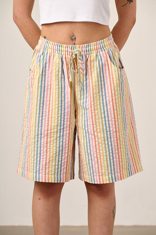 Madero - Cotton Shorts in Vintage Rainbow Stripe