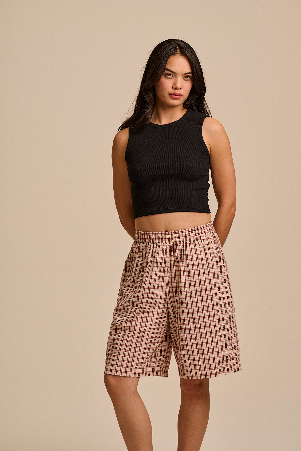 Madero - Cotton Shorts in Ecru Check