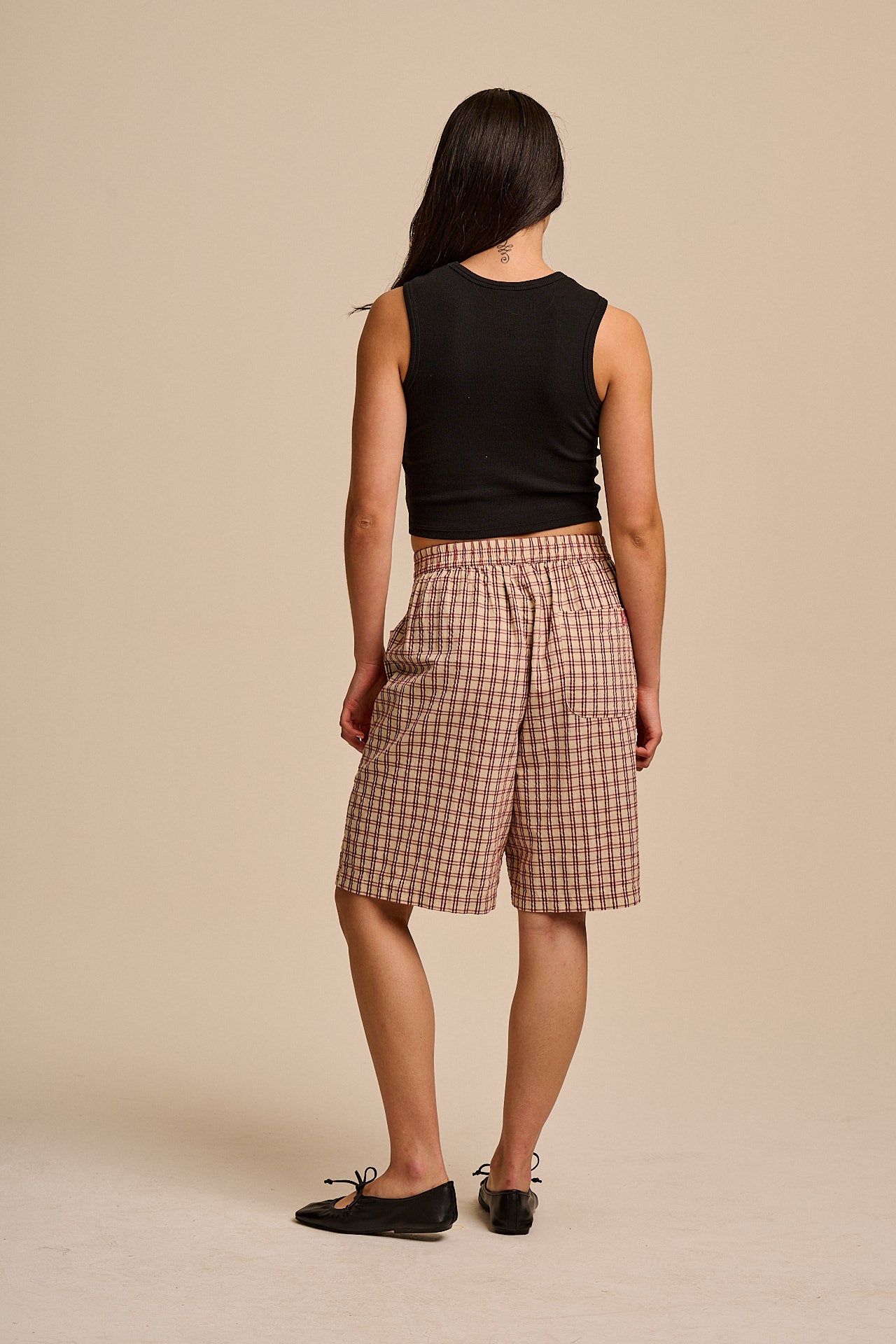 Madero - Cotton Shorts in Ecru Check
