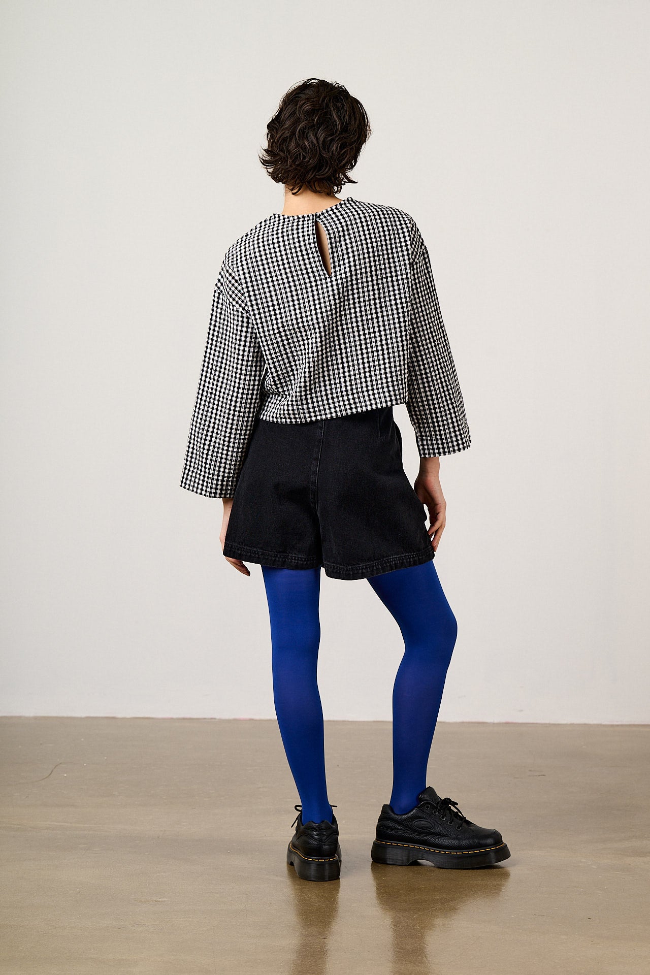 Maisie - Cotton Top in Black & White Gingham