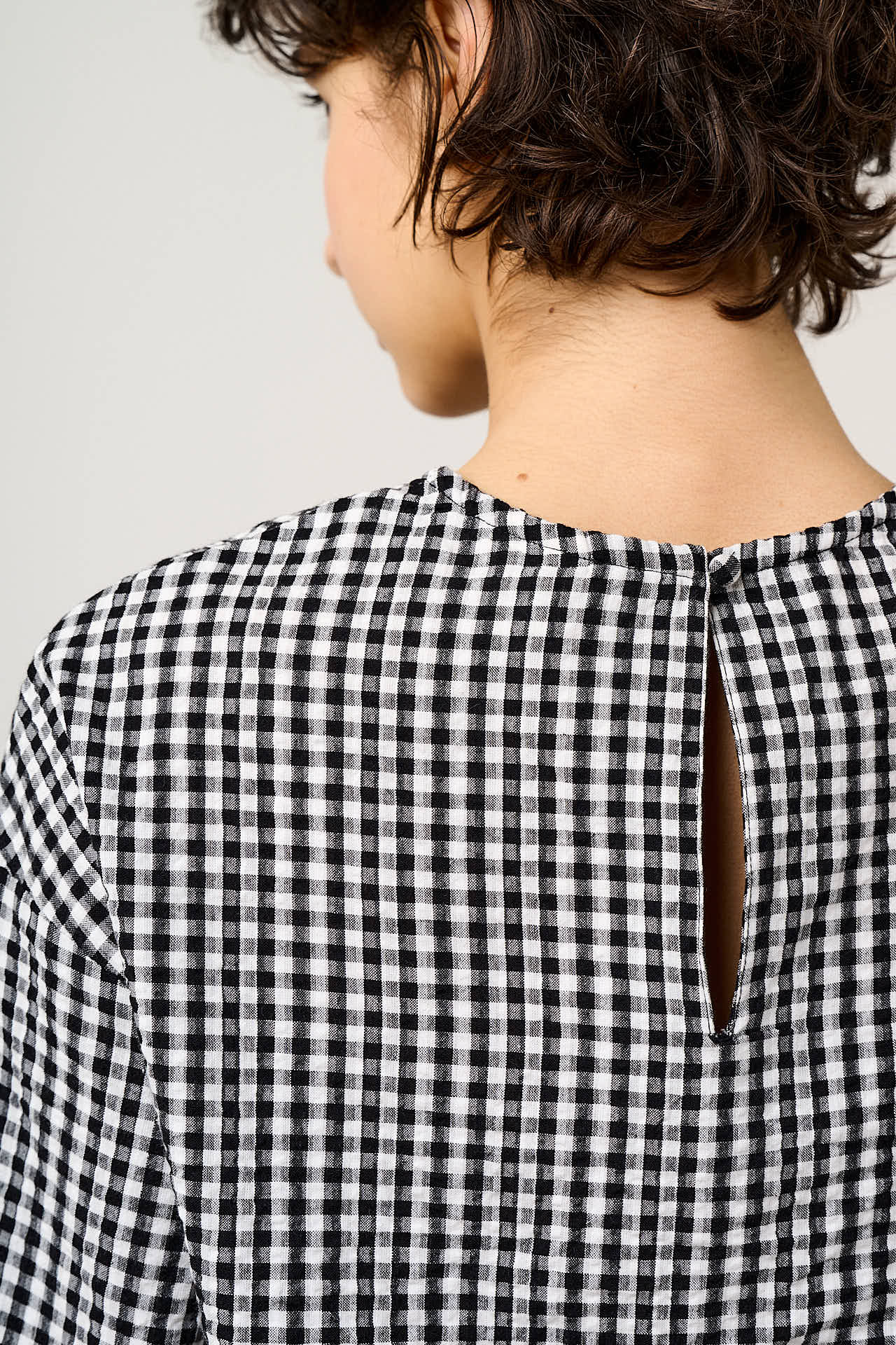 Maisie - Cotton Top in Black & White Gingham