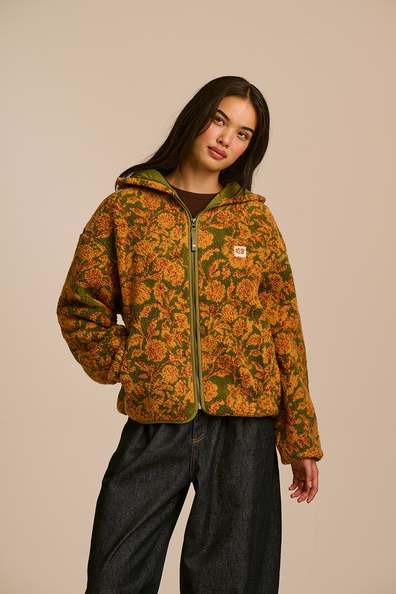 Misha - Borg Fleece Jacket in Green Palace Floral