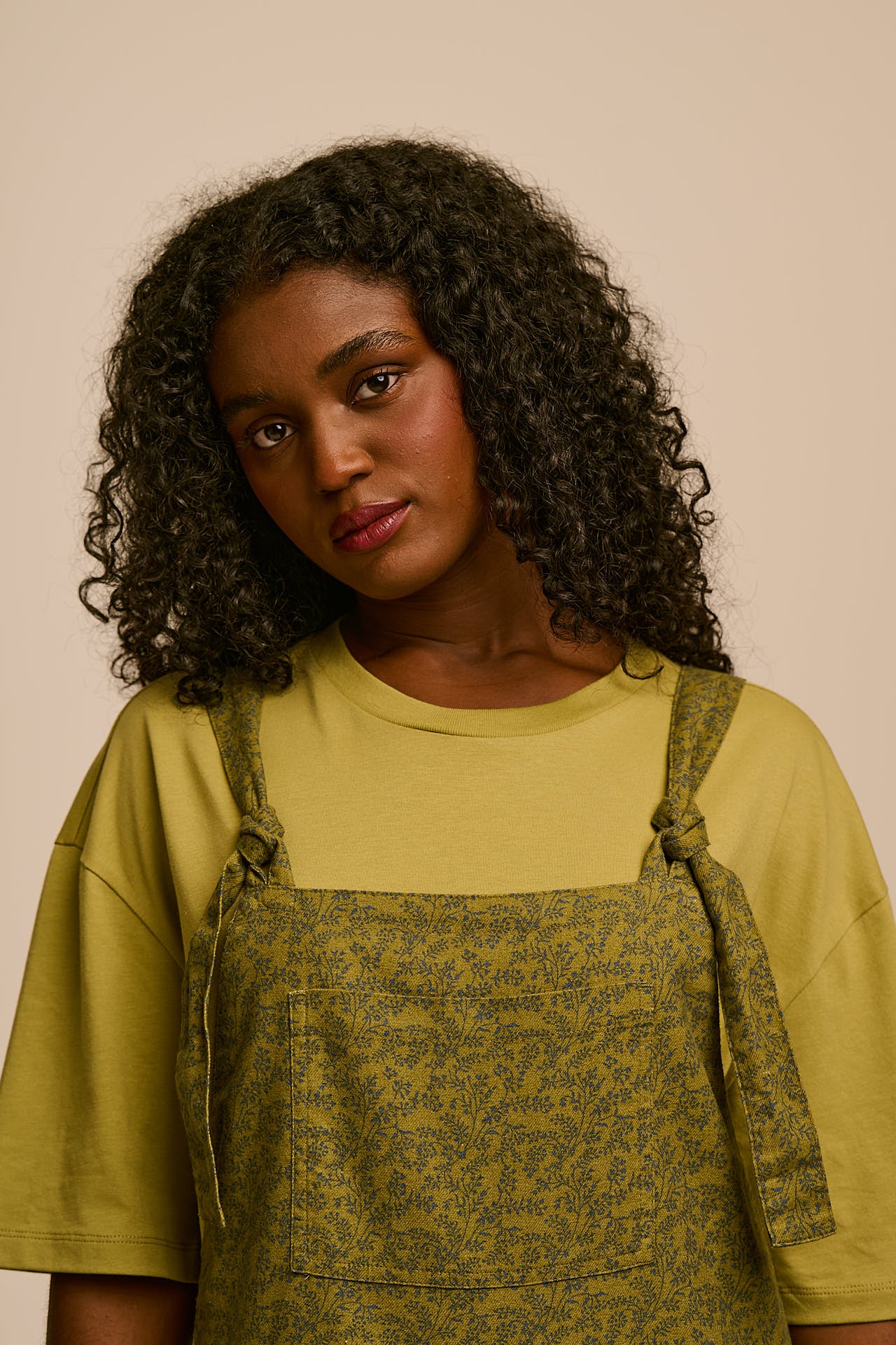 Miyada - Brushed Cotton Dungarees in Green Palace Ditsy Floral