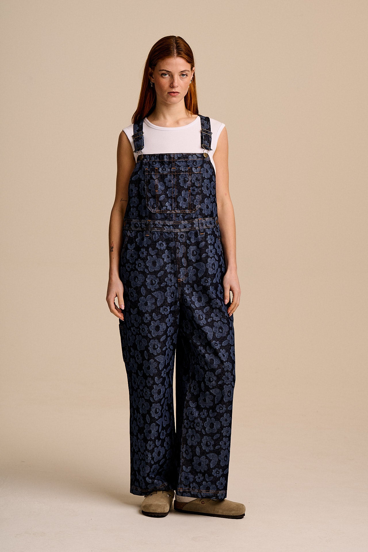 Mullen - Denim Dungarees in Vida Floral