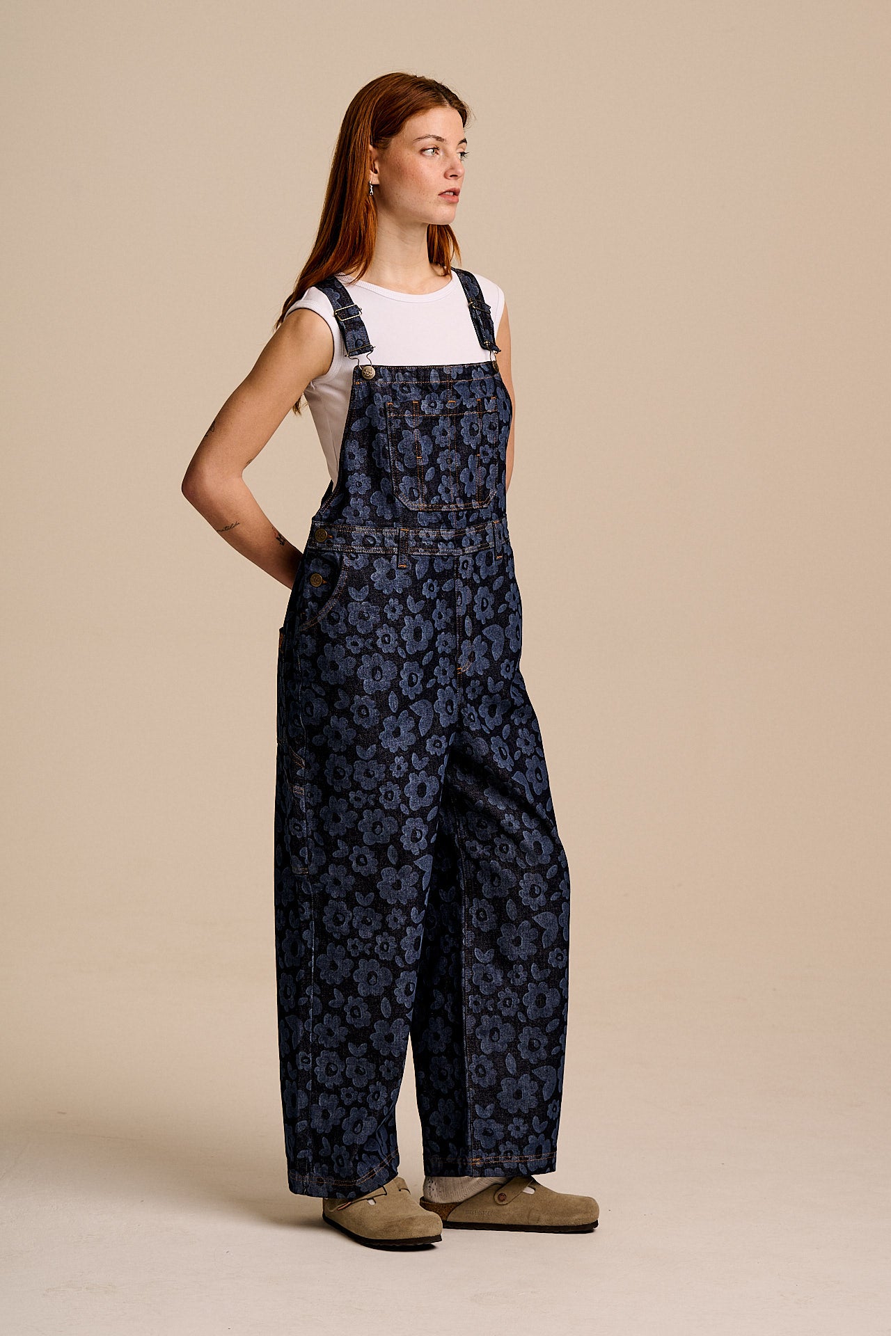 Mullen - Denim Dungarees in Vida Floral