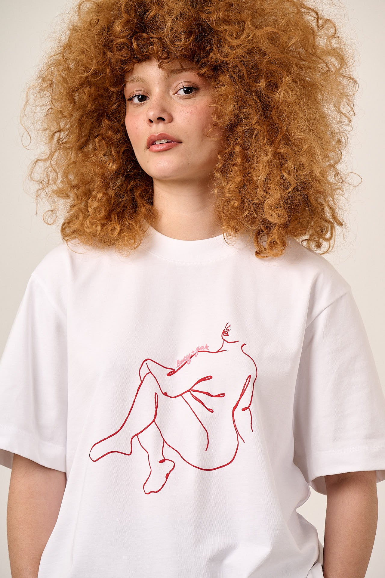 Noa - Cotton Boxy T-Shirt in White Bodies Print
