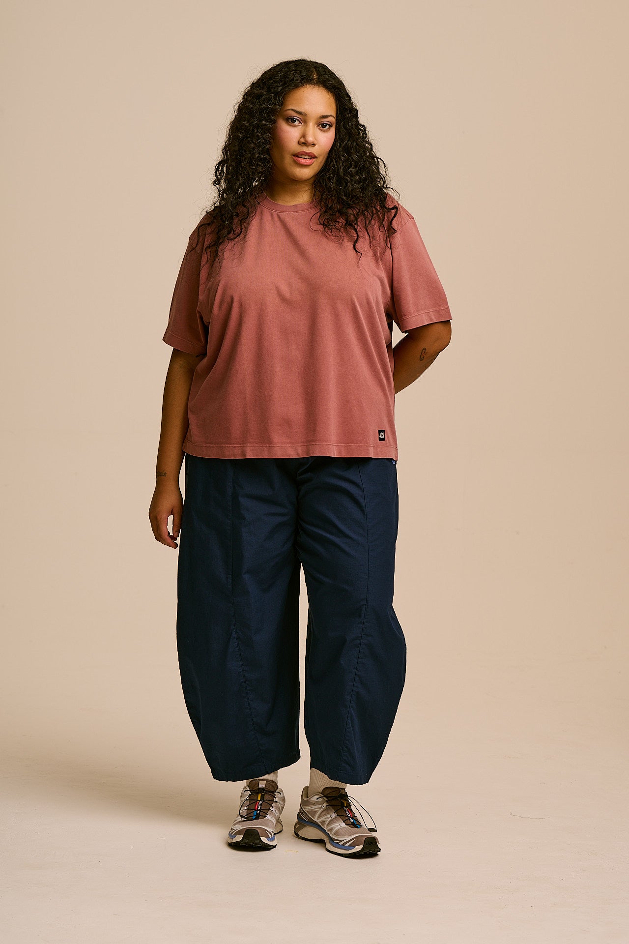 Noa - Cotton Boxy T-Shirt in Washed Pink