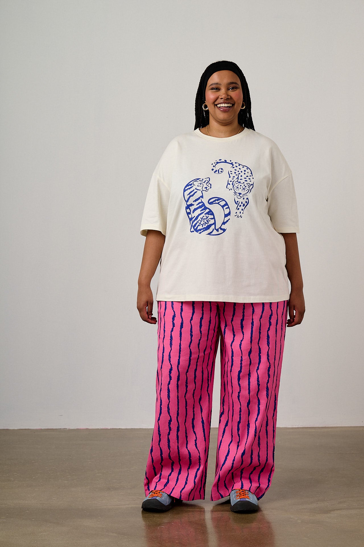 Benny - Oversized Cotton T-Shirt in Ecru Tiger