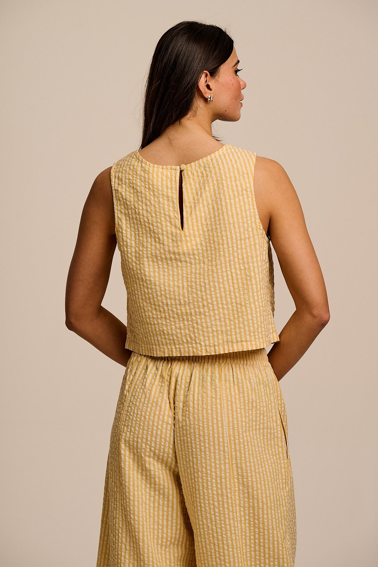 Arden - Cotton Shell Top in Yellow Stripe
