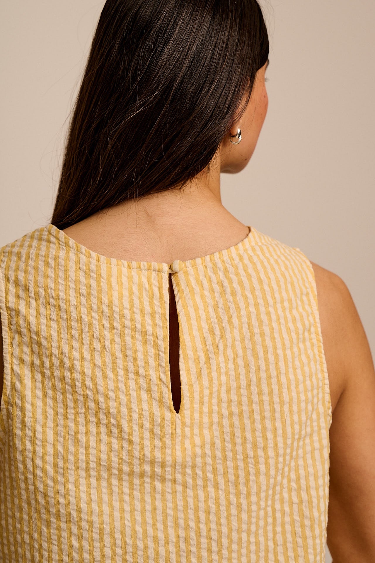 Arden - Cotton Shell Top in Yellow Stripe