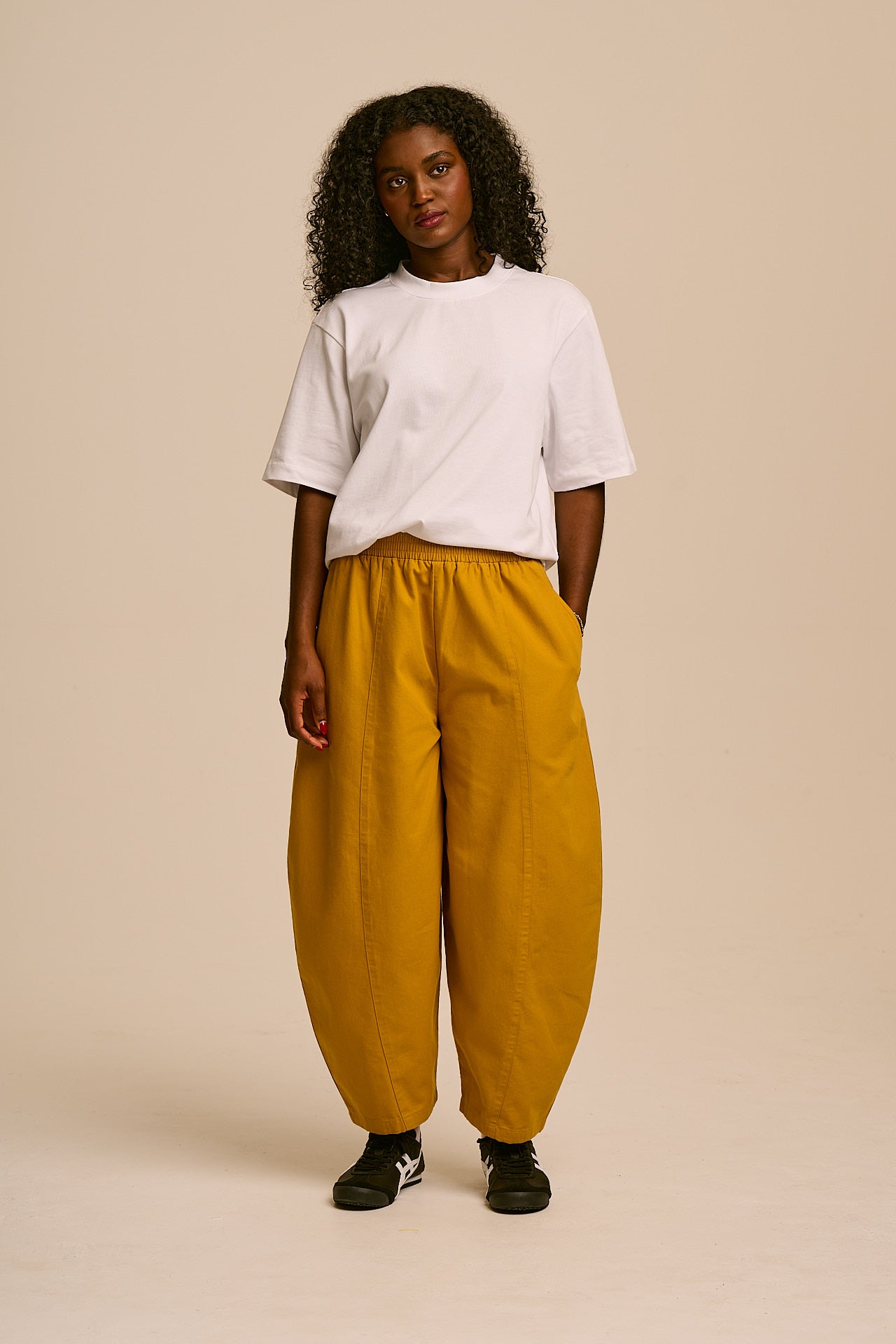 Obregon - Cotton Barrel Leg Trouser in Mustard
