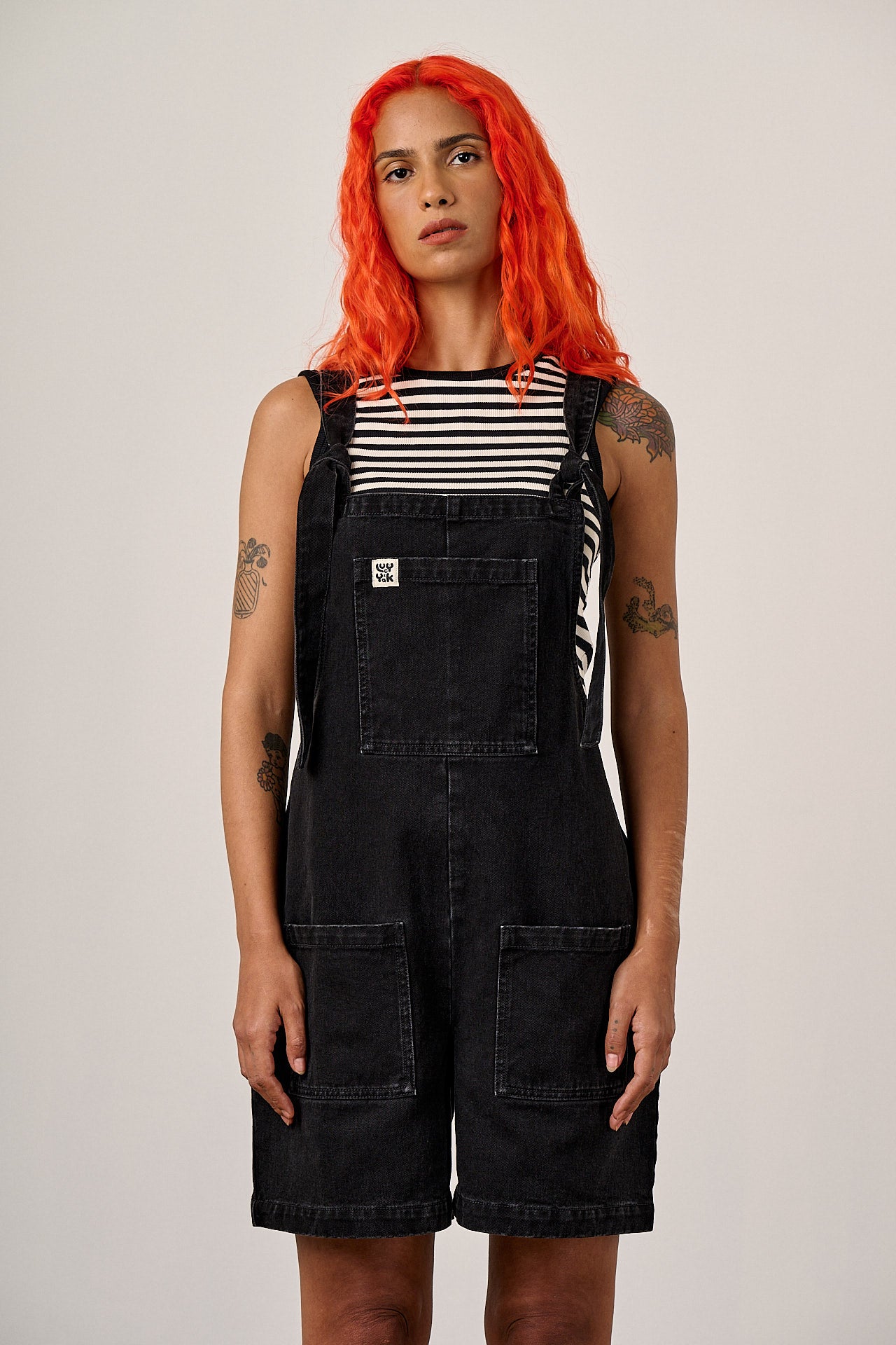 Original Shorts - Cotton Dungaree Shorts in Washed Black