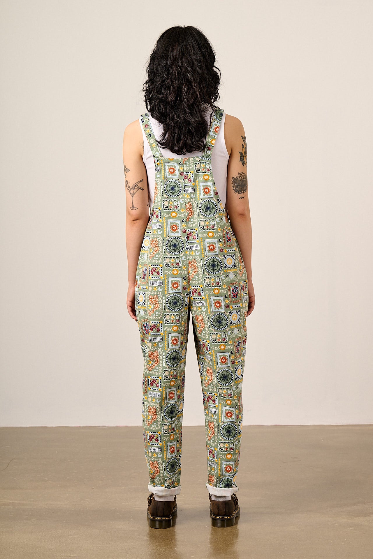 Original - Cotton Dungarees in Green Cosmic Folk