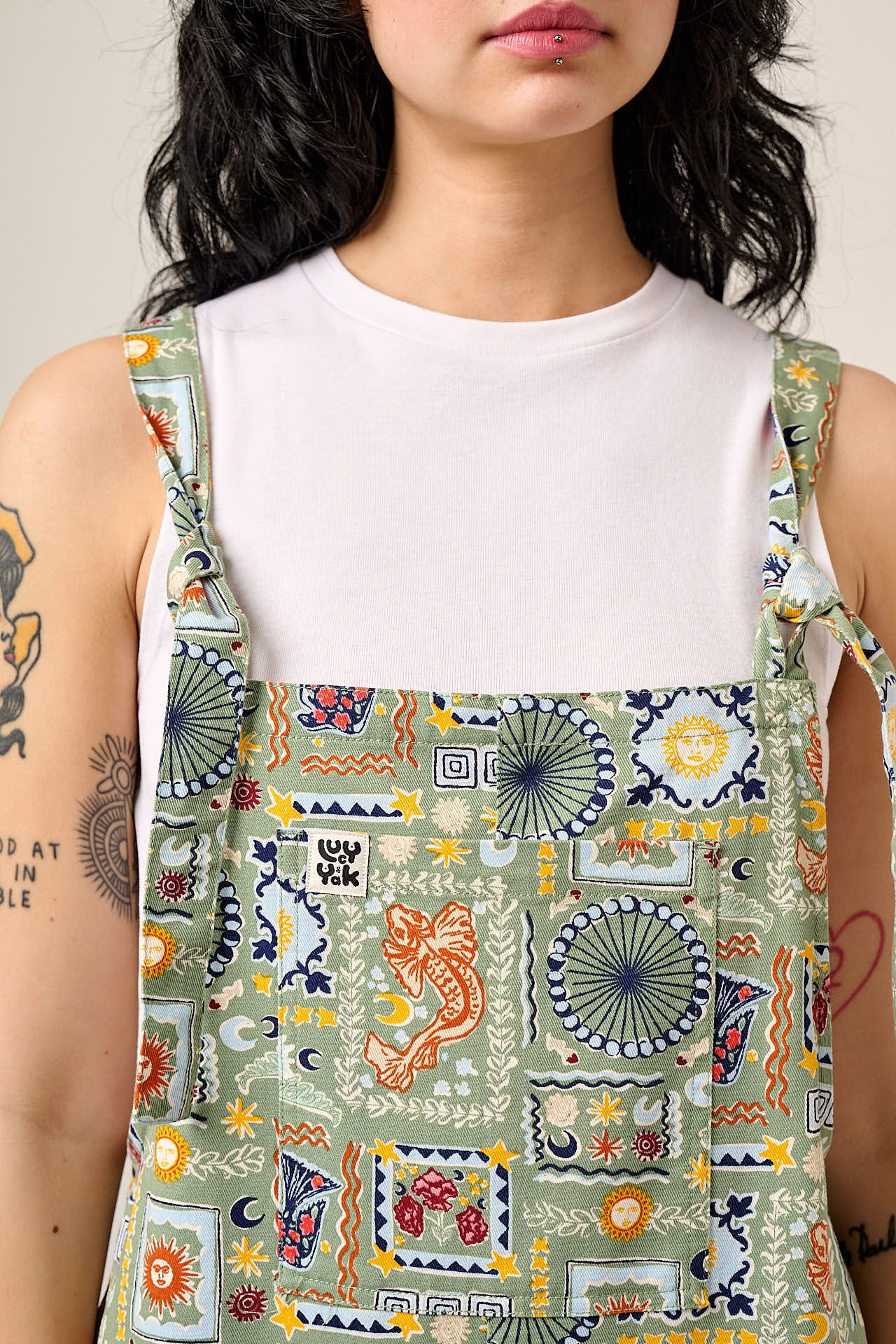 Original - Cotton Dungarees in Green Cosmic Folk