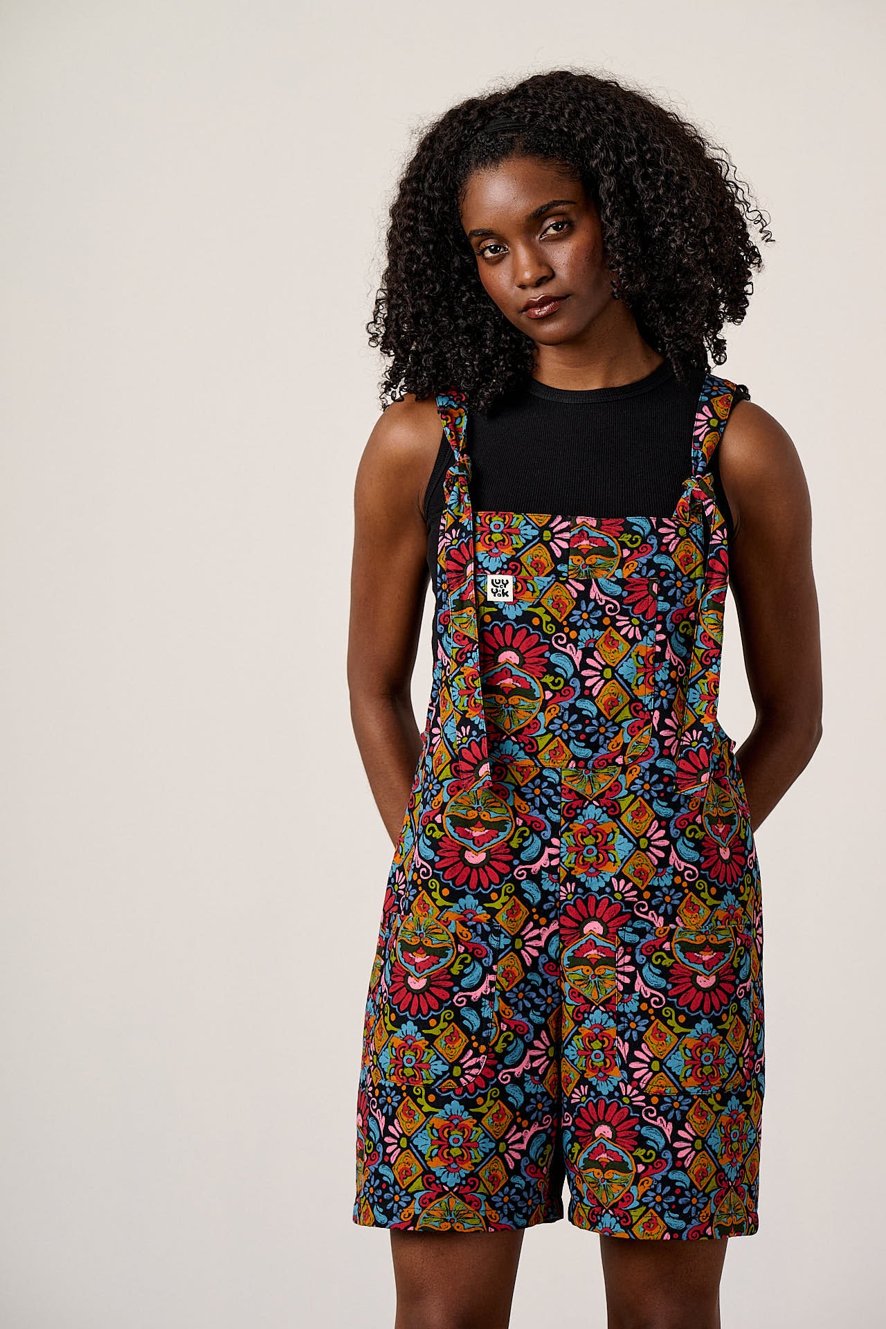 Original Shorts - Cotton Dungaree Shorts in Artisan Print