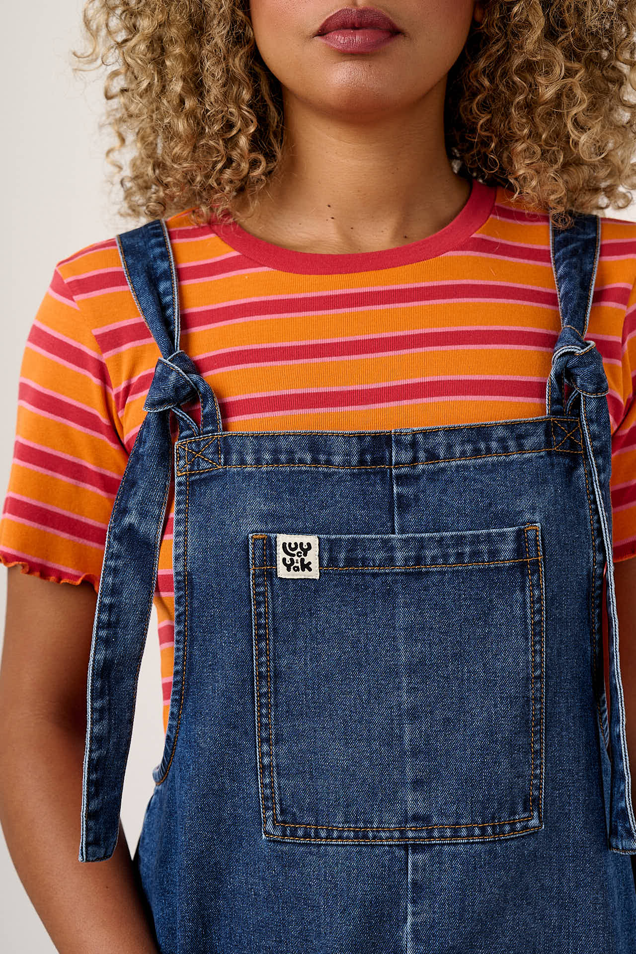 Original Shorts - Cotton Dungaree Shorts in Mid Wash Blue