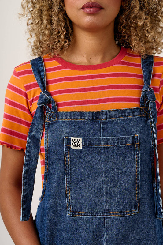 Original Shorts - Cotton Dungaree Shorts in Mid Wash Blue