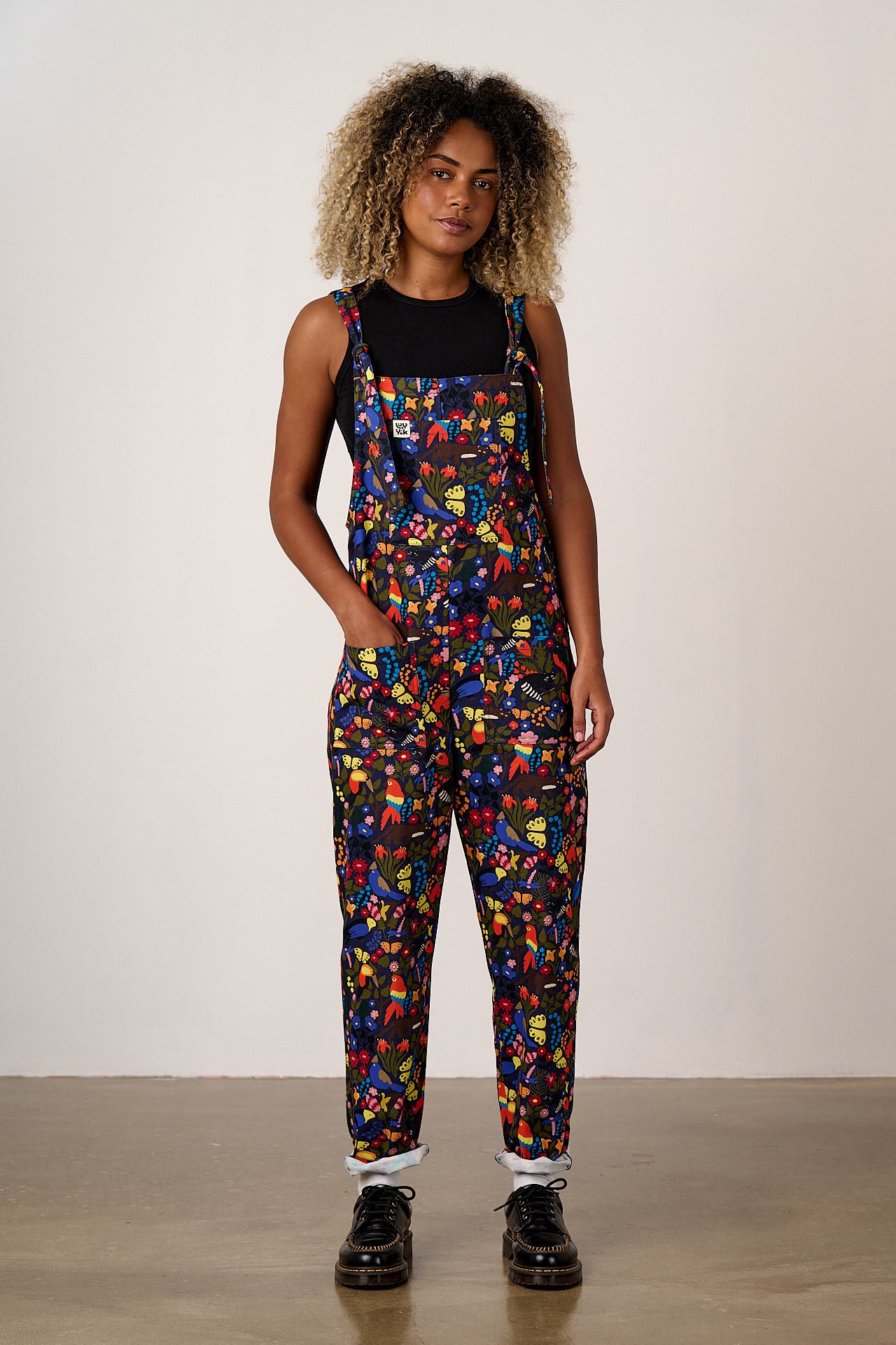 Original - Cotton Dungarees in Animals & Flowers Print