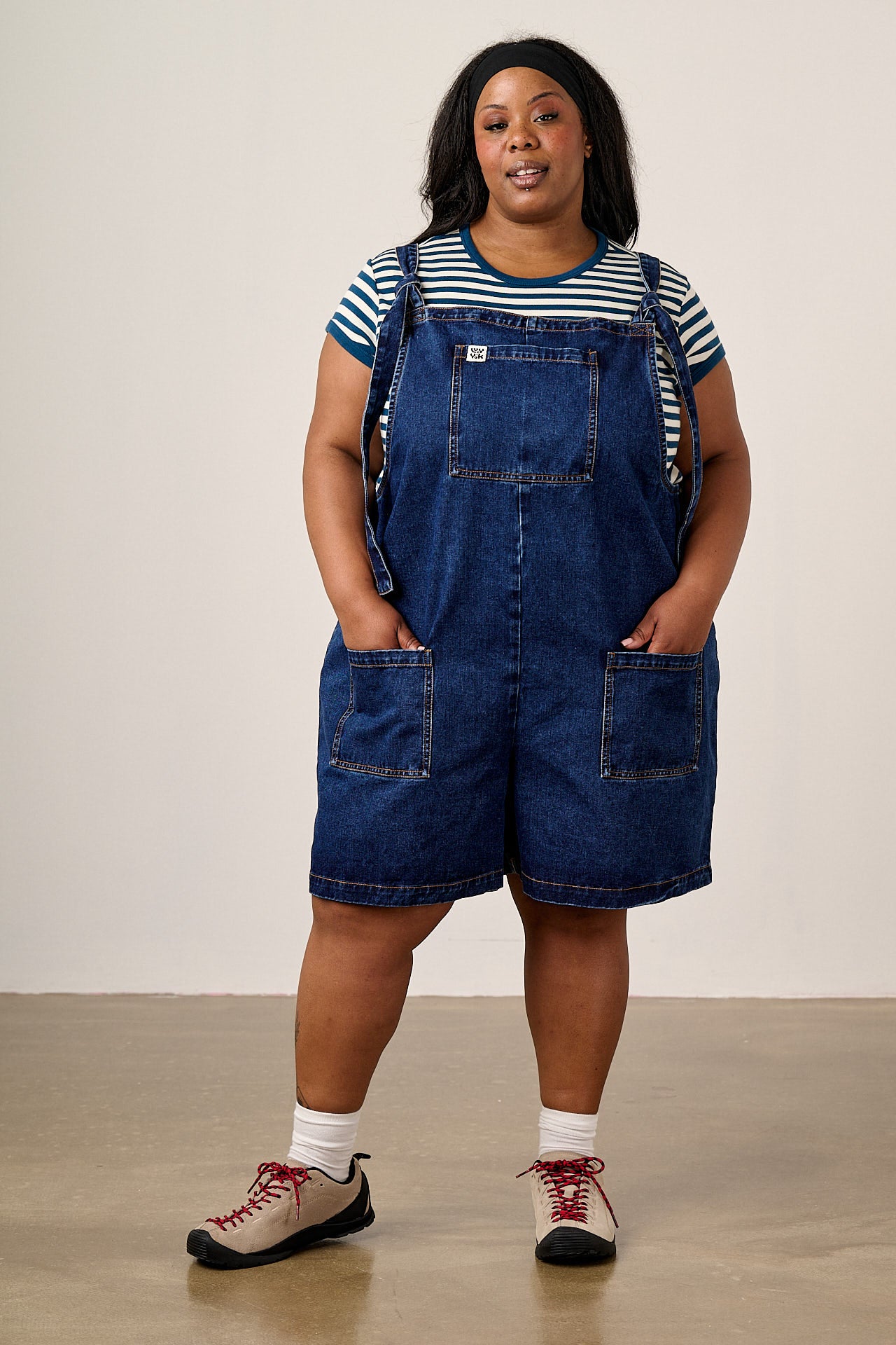 Original Shorts - Cotton Dungaree Shorts in Mid Wash Blue