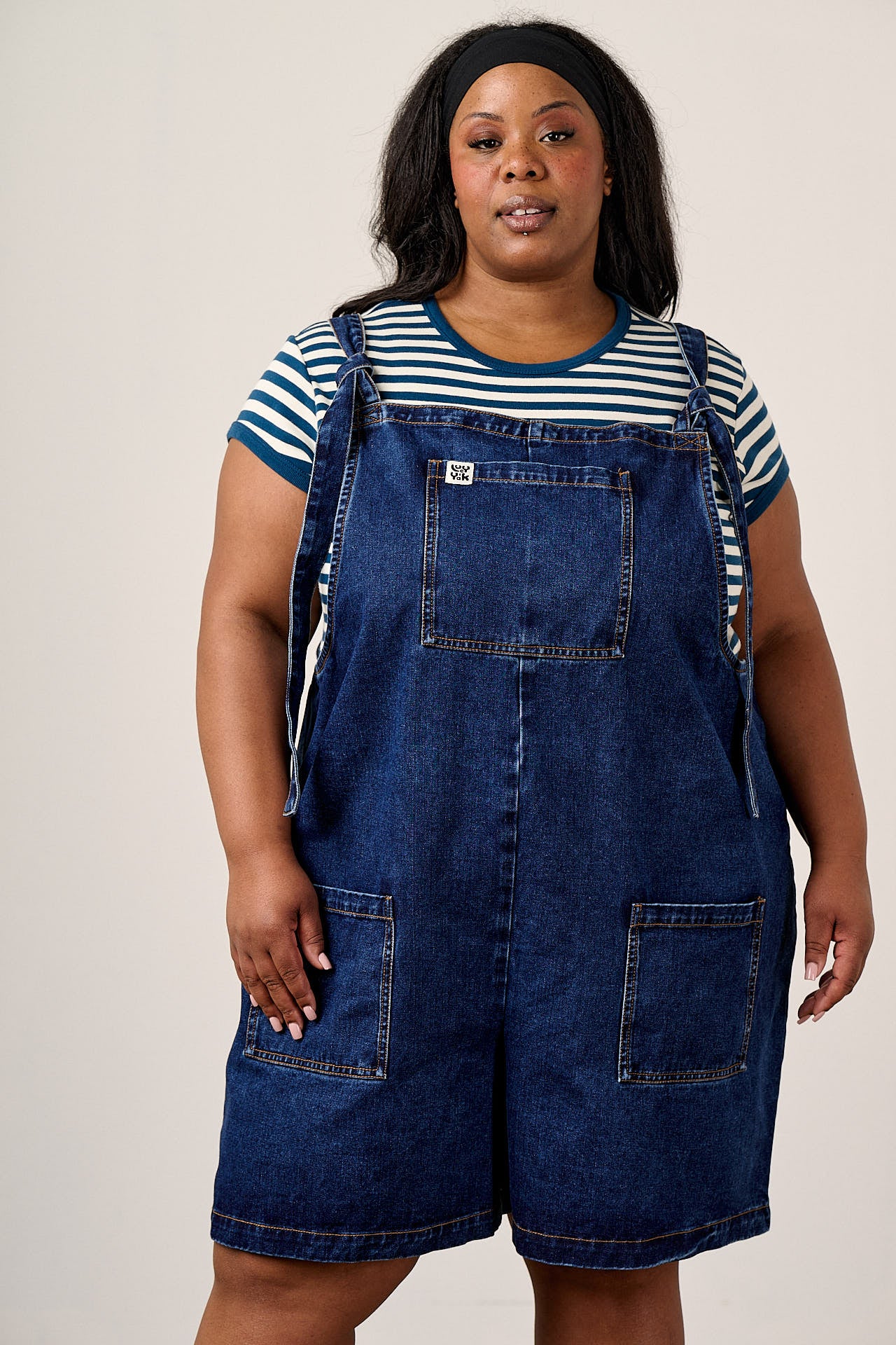 Original Shorts - Cotton Dungaree Shorts in Mid Wash Blue