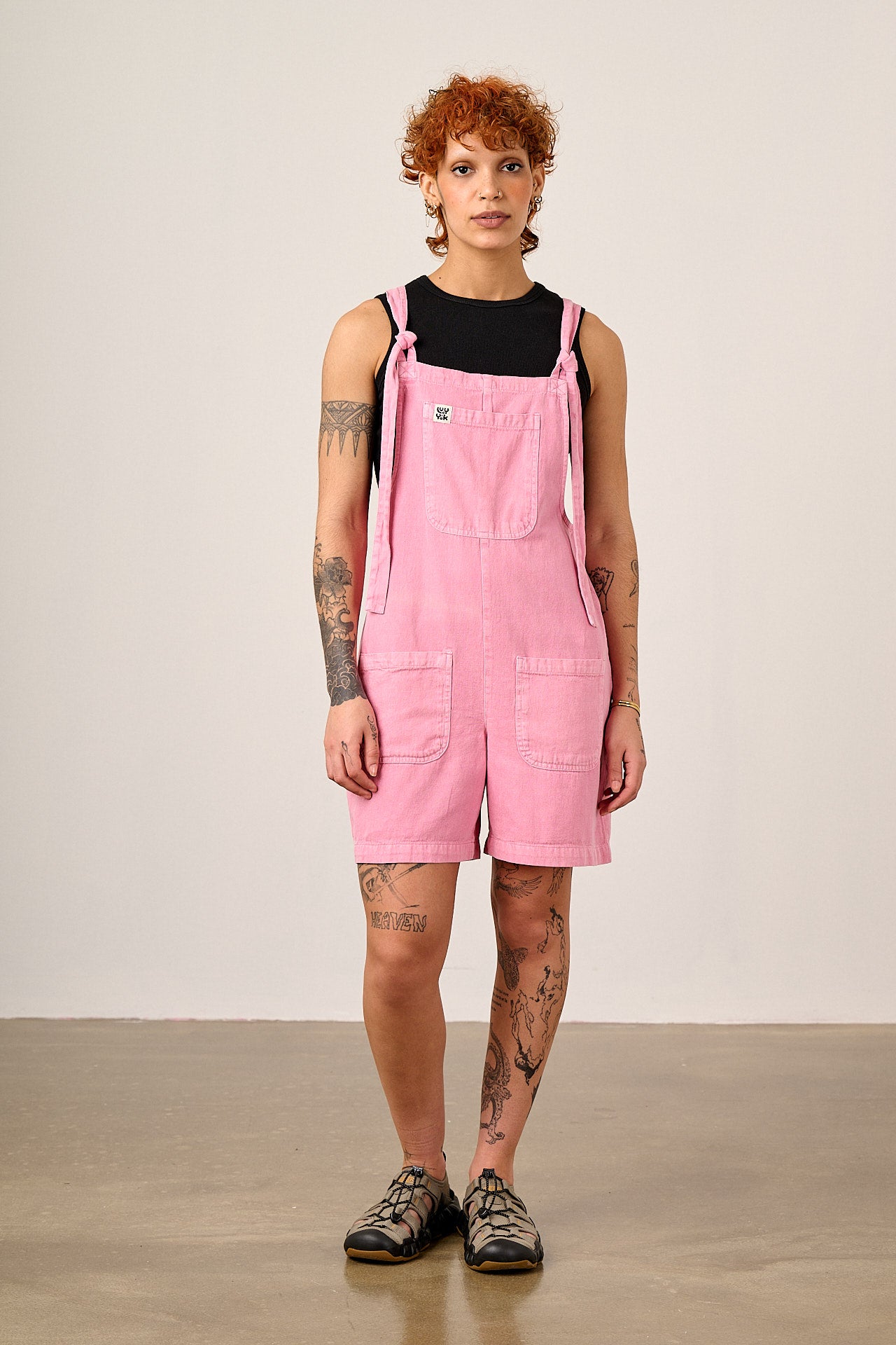 Original Shorts - Cotton Dungaree Shorts in Light Pink