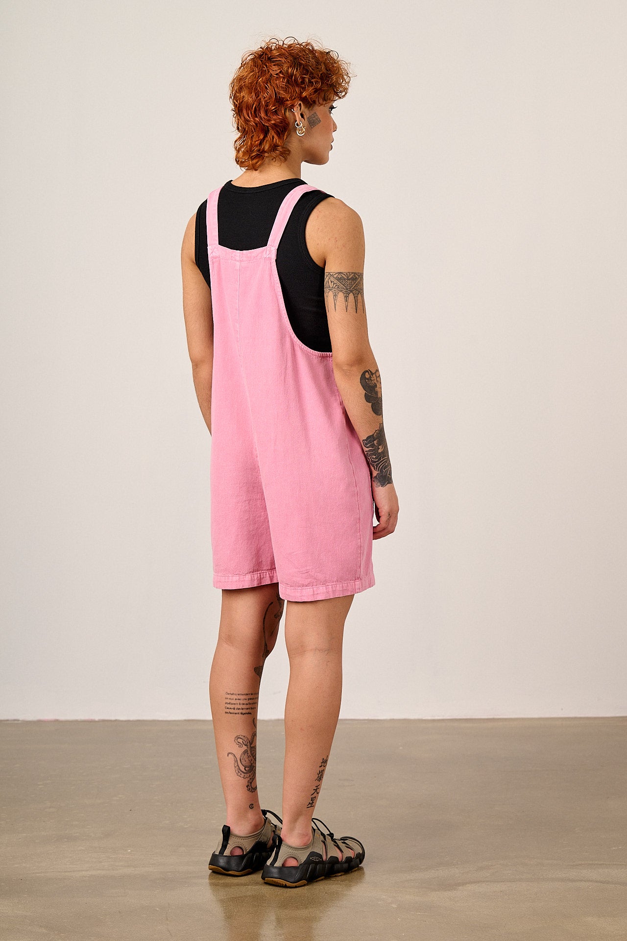 Original Shorts - Cotton Dungaree Shorts in Light Pink
