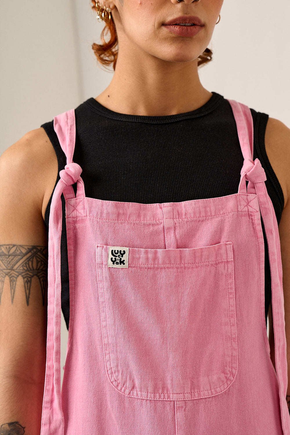 Original Shorts - Cotton Dungaree Shorts in Light Pink