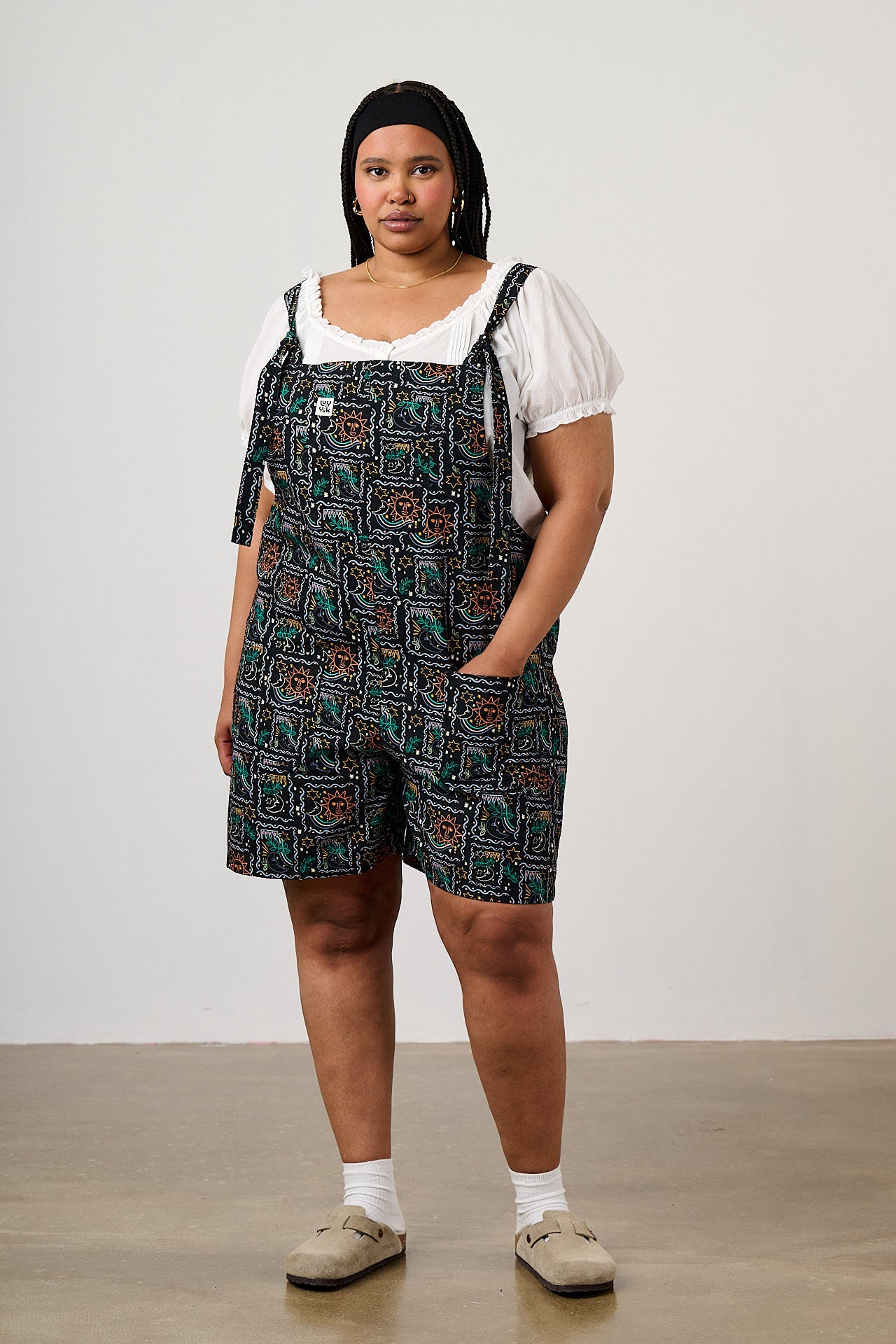 Original Shorts - Cotton Dungaree Shorts in Cosmic Folk Floral Print