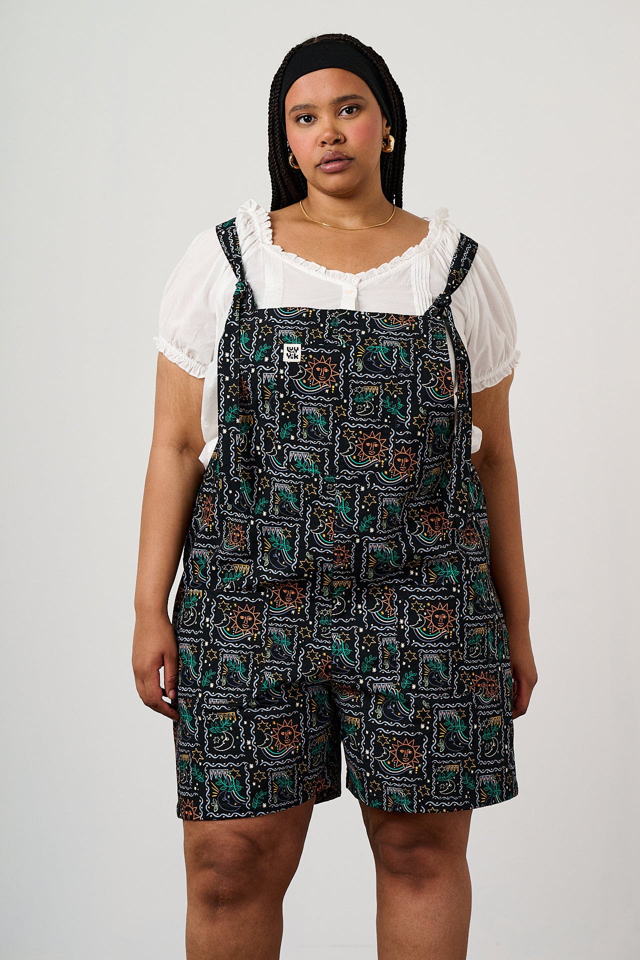 Original Shorts - Cotton Dungaree Shorts in Cosmic Folk Floral Print