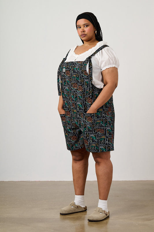 Original Shorts - Cotton Dungaree Shorts in Cosmic Folk Floral Print