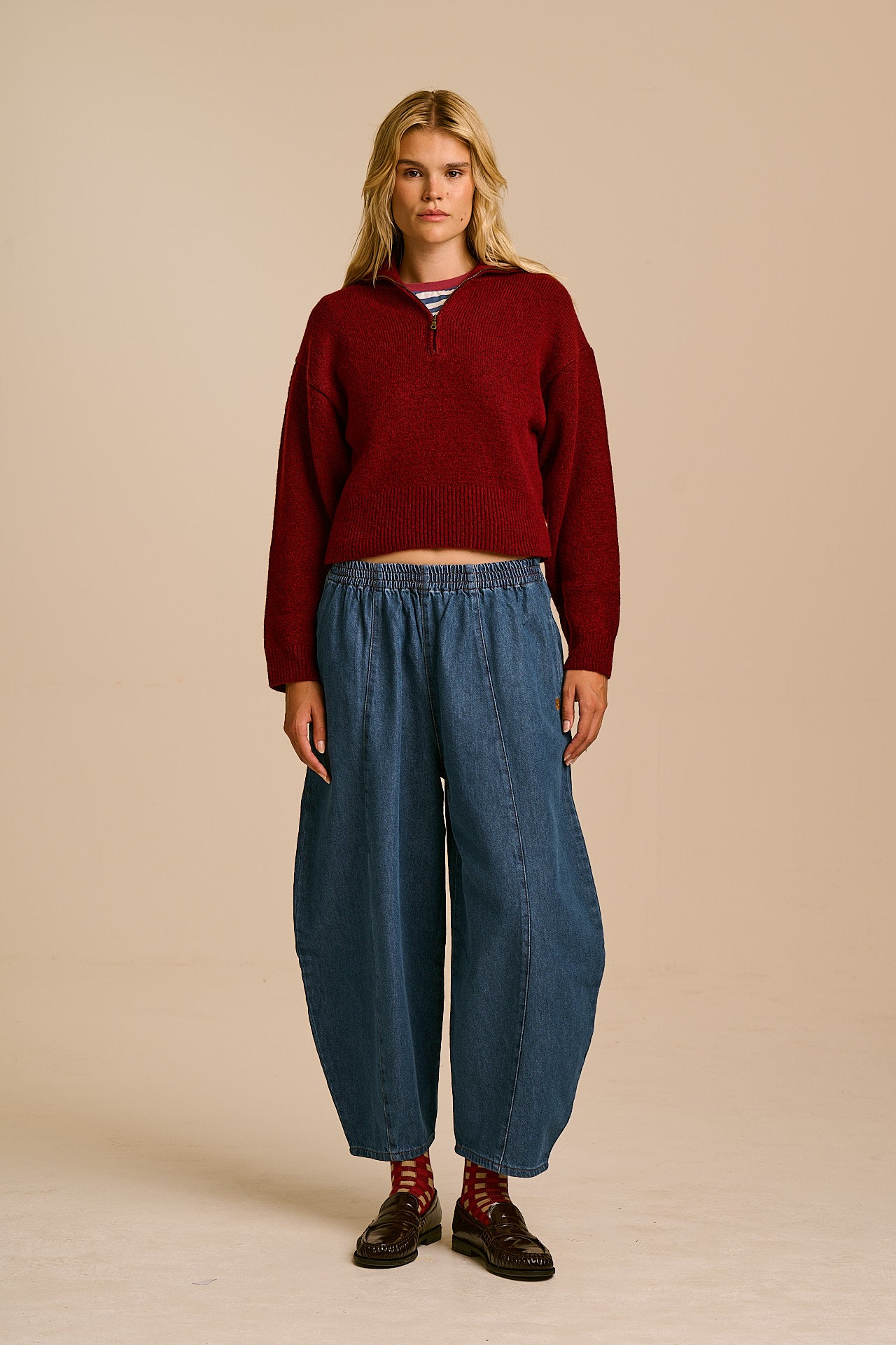 Oscar - Half Zip Jumper in Pomegranate