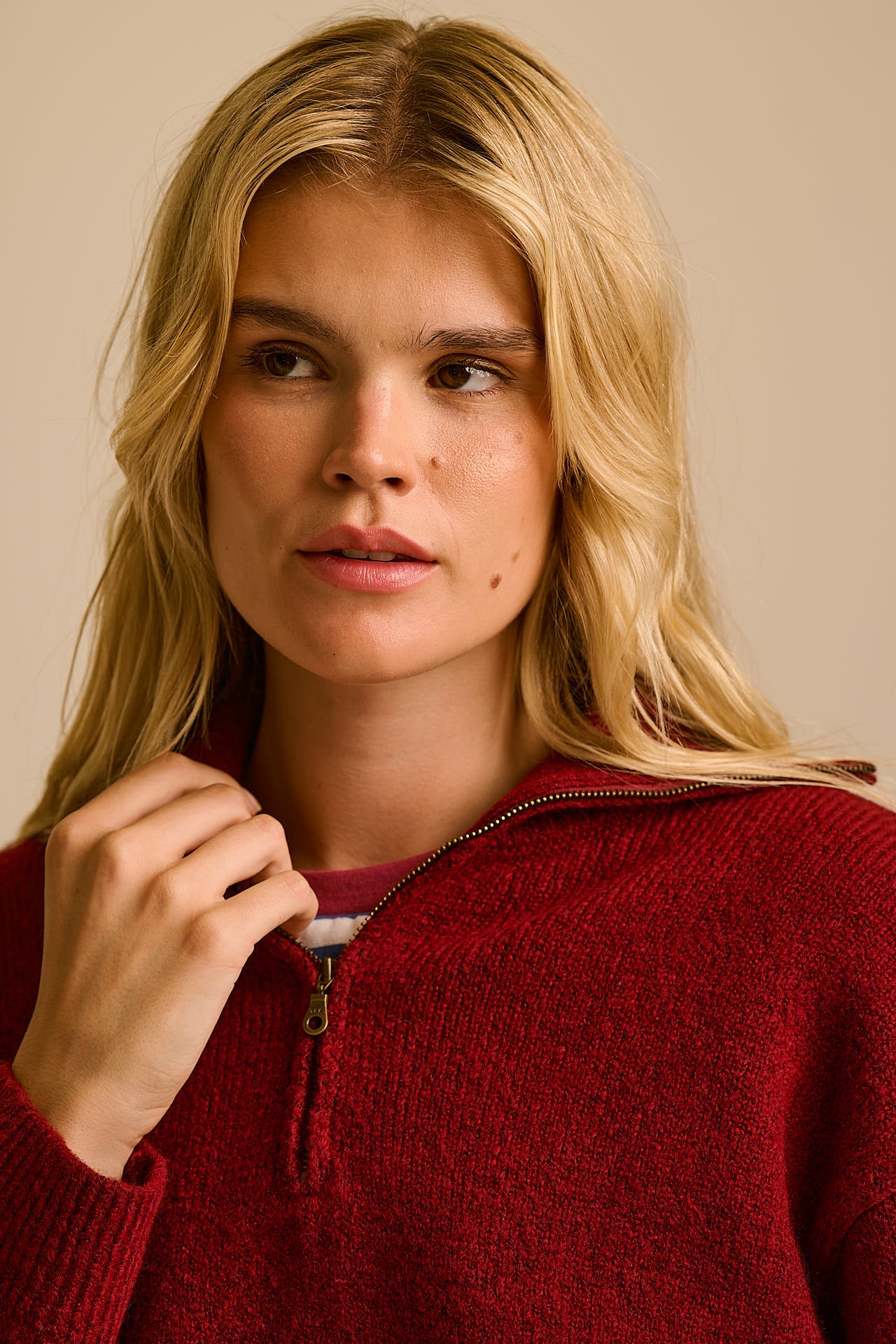 Oscar - Half Zip Jumper in Pomegranate