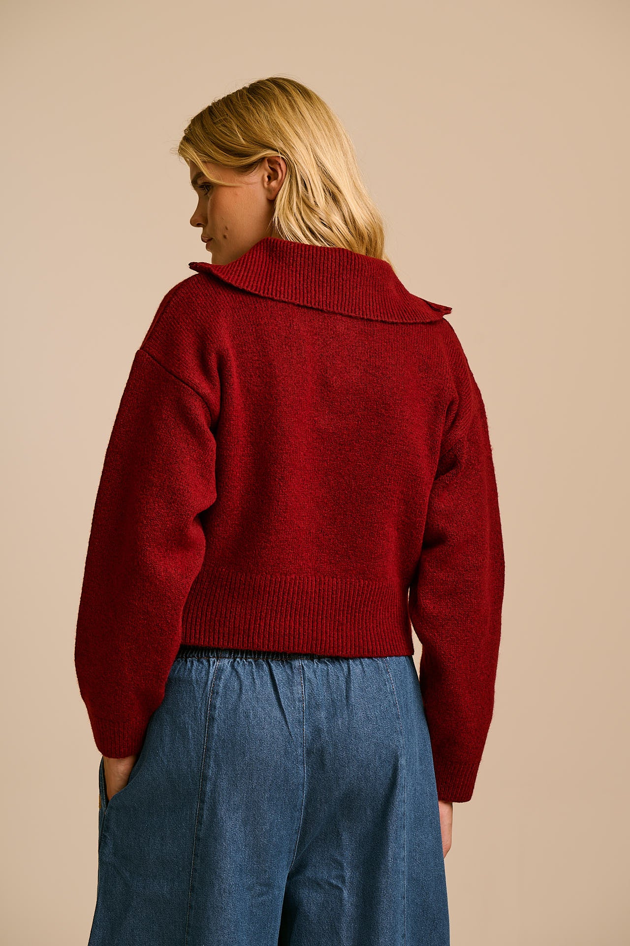 Oscar - Half Zip Jumper in Pomegranate