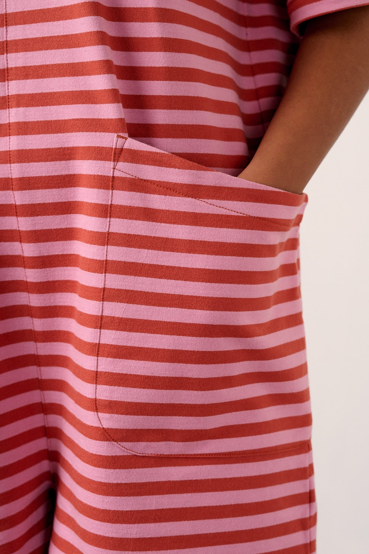 Pedro - Cotton Jersey Playsuit in Pink Stripe