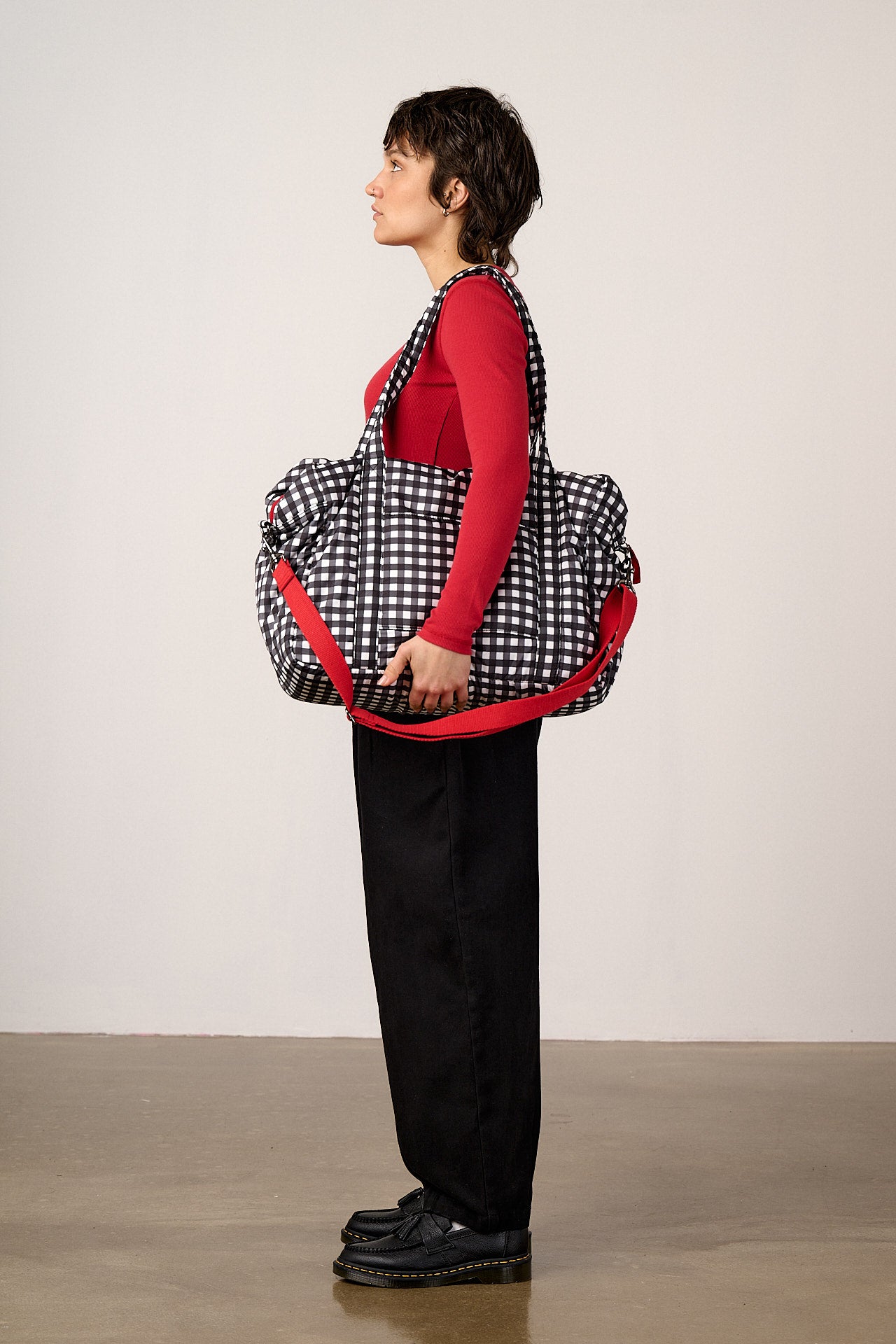 Polina - Weekend Bag in Black & White Gingham