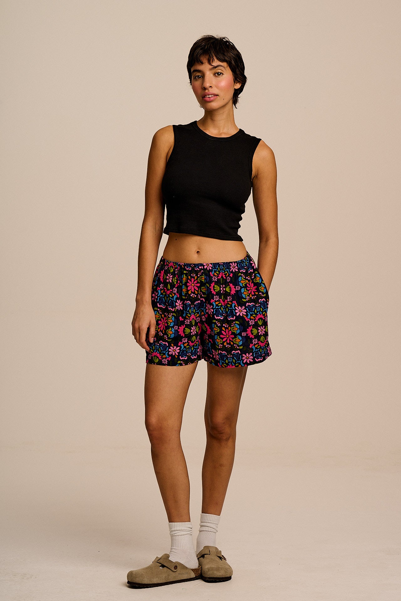 Popan - Cotton Shorts in Artisan Blue Floral