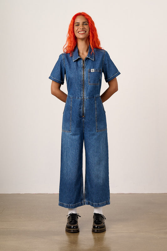 Ragan - Denim Jumpsuit in new Mid Wash Blue